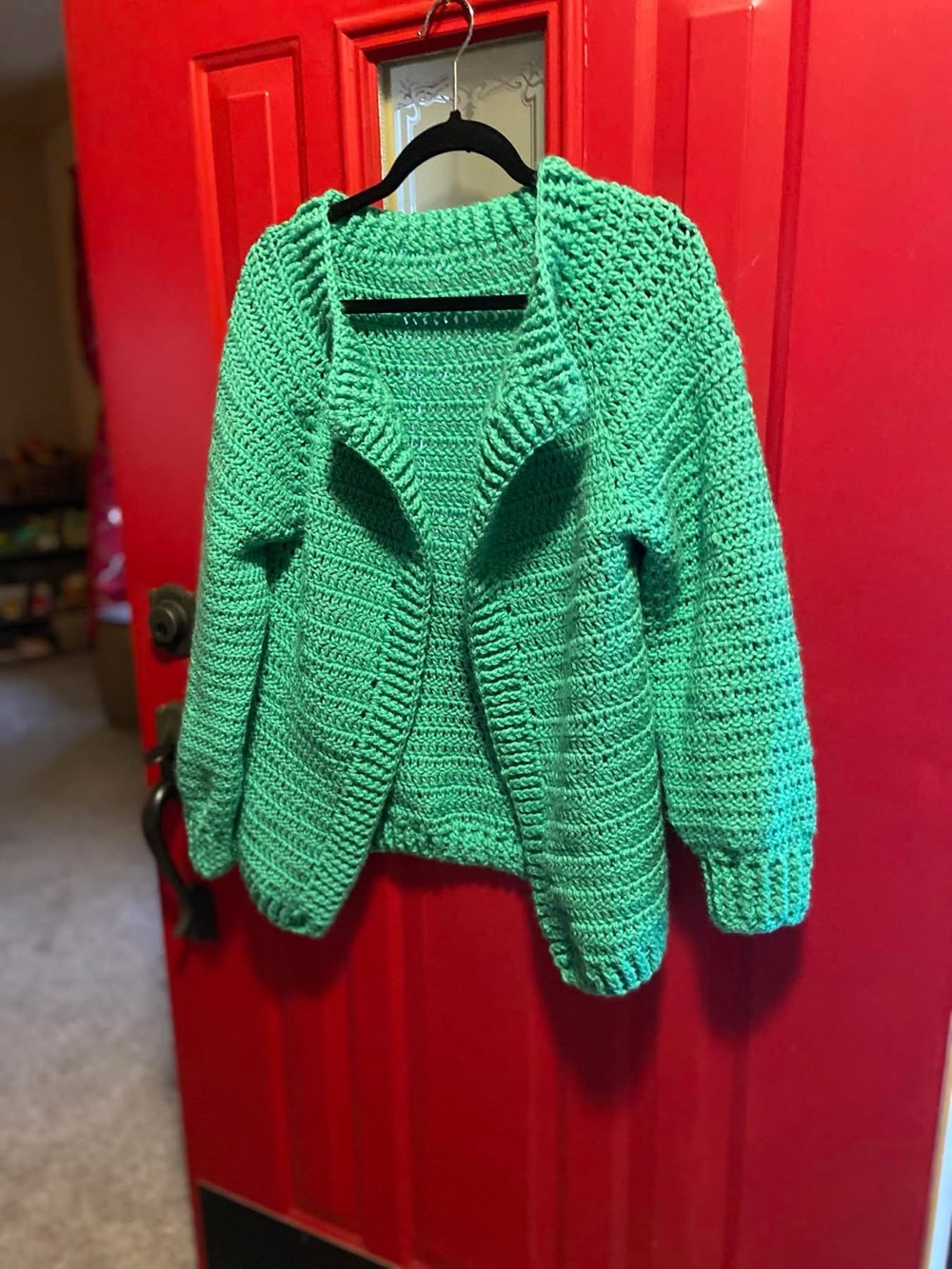 Green Chunky Knit Open-Front Women’s Sweater